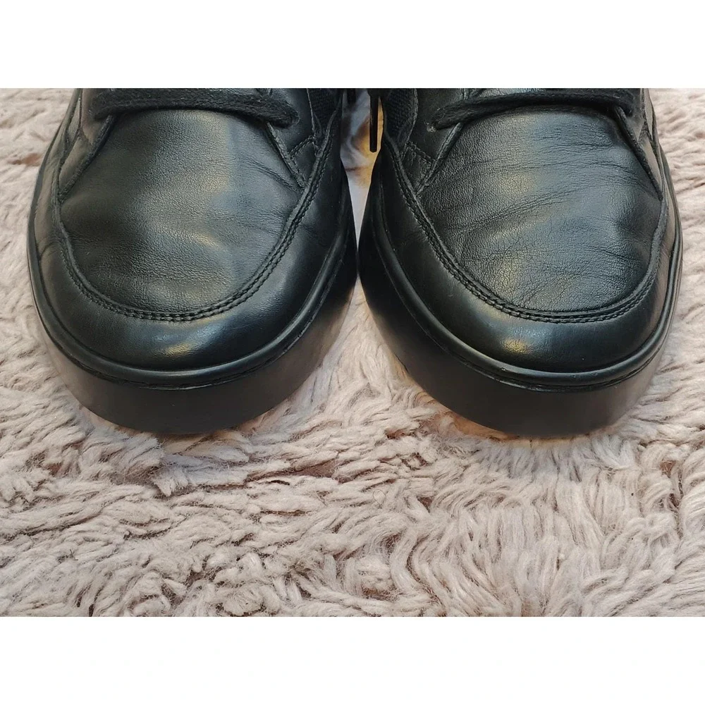 Gucci Mens‎ Black Leather GG Supreme Monogram Low Top Sneakers 433716 Size 9